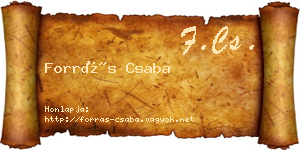 Forrás Csaba névjegykártya